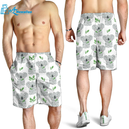 Hand Drawn Koala Leaves Pattern Men Shorts