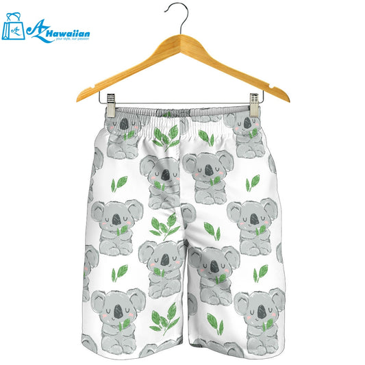 Hand Drawn Koala Leaves Pattern Men Shorts