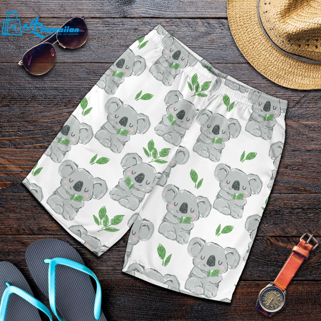 Hand Drawn Koala Leaves Pattern Men Shorts