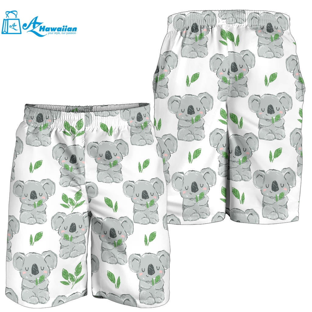 Hand Drawn Koala Leaves Pattern Men Shorts