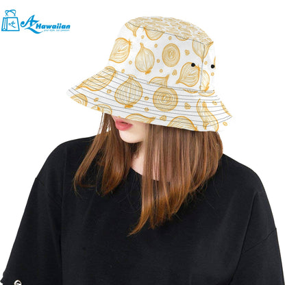 hand drawn onion pattern Unisex Bucket Hat