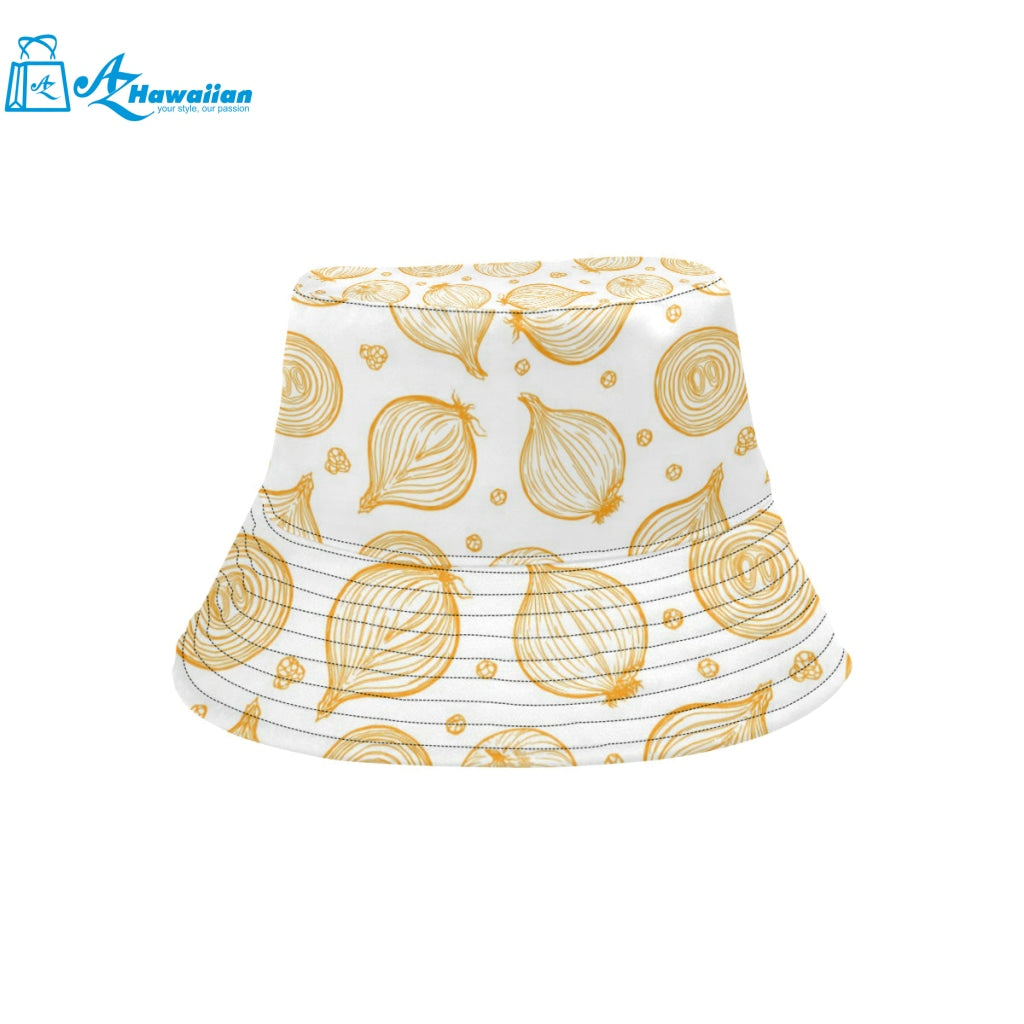 hand drawn onion pattern Unisex Bucket Hat