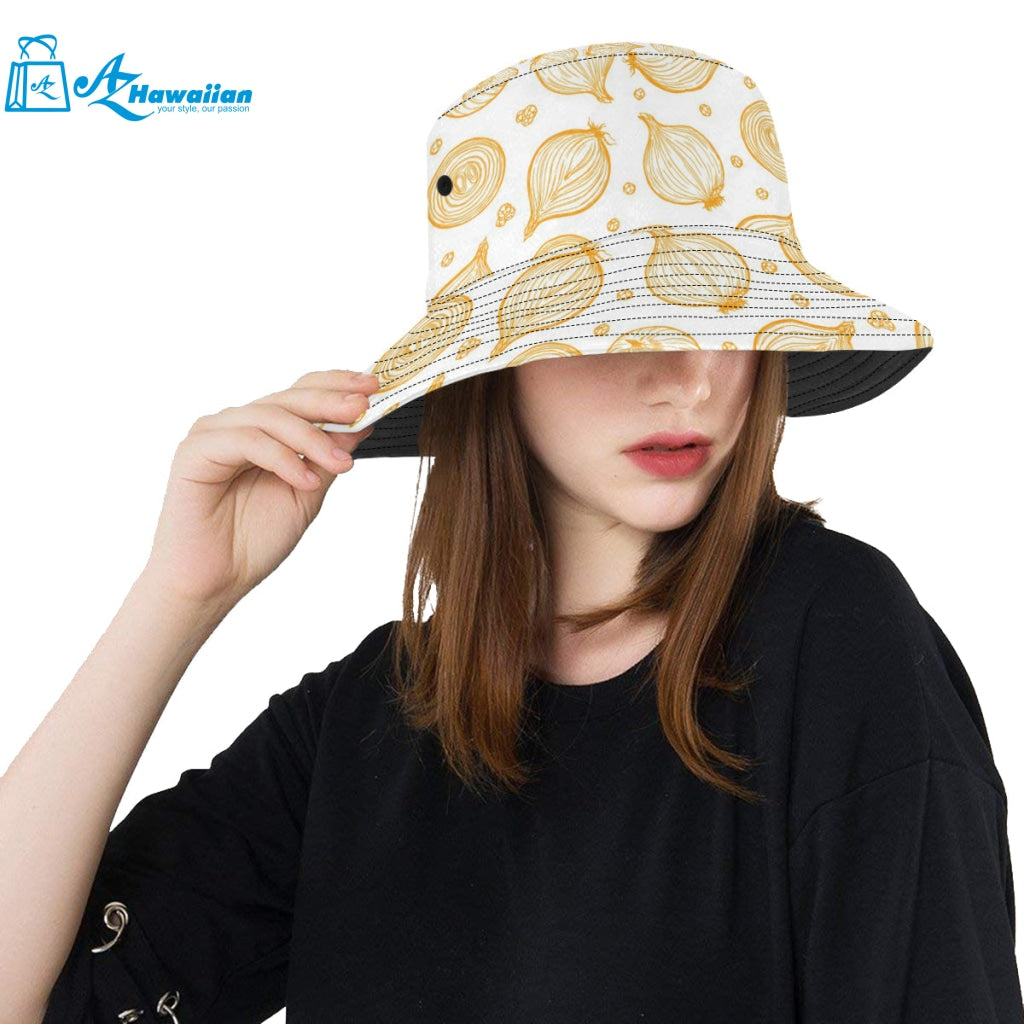 hand drawn onion pattern Unisex Bucket Hat