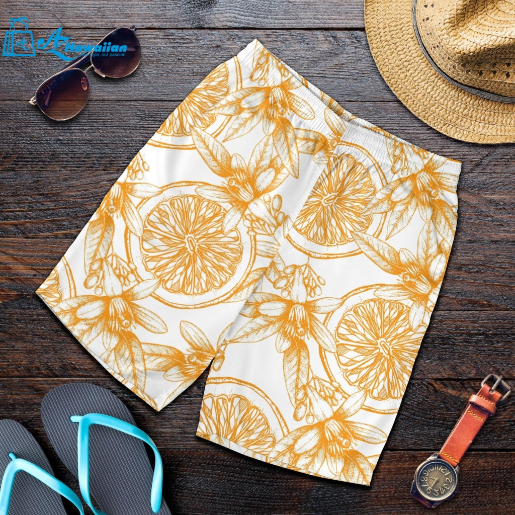 Hand Drawn Orange Fruit Pattern Men Shorts