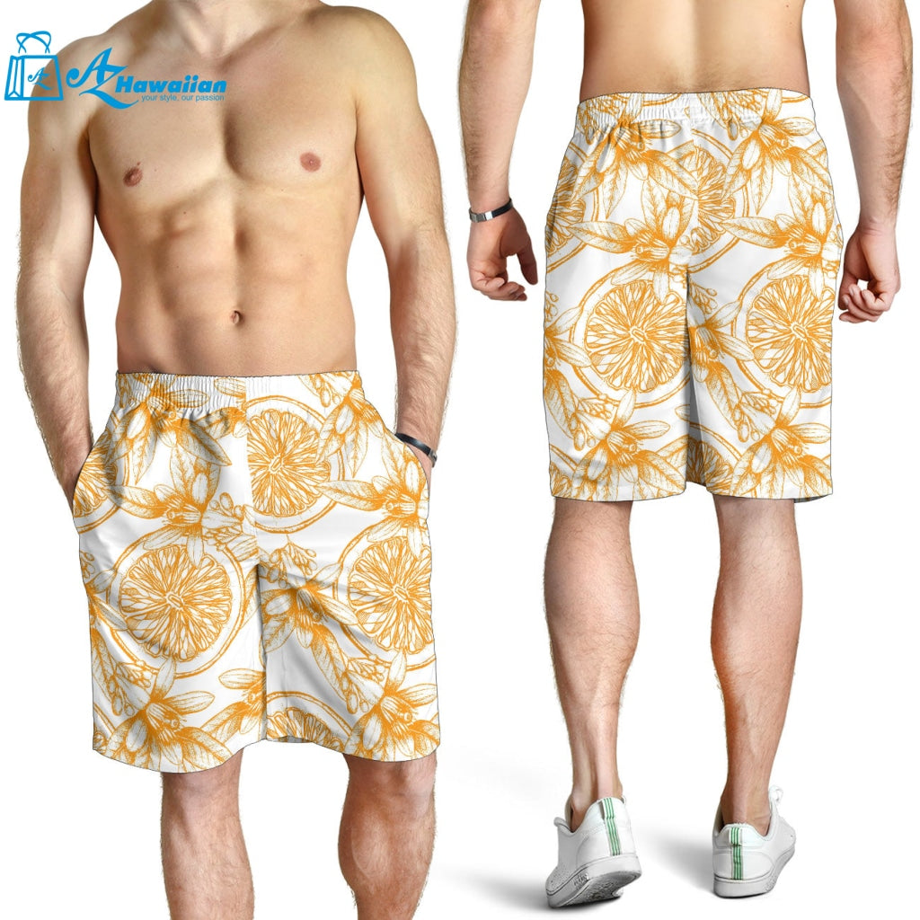 Hand Drawn Orange Fruit Pattern Men Shorts