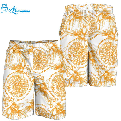 Hand Drawn Orange Fruit Pattern Men Shorts