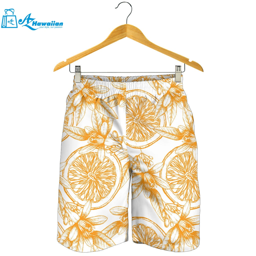 Hand Drawn Orange Fruit Pattern Men Shorts