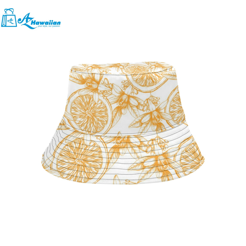 hand drawn orange fruit pattern Unisex Bucket Hat