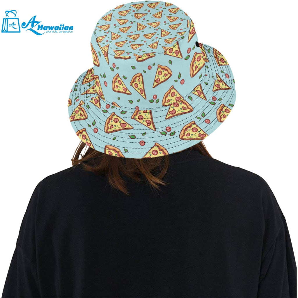 Hand drawn pizza blue background Unisex Bucket Hat