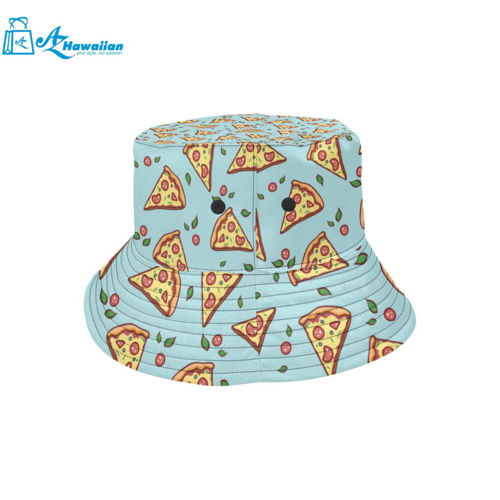 Hand drawn pizza blue background Unisex Bucket Hat