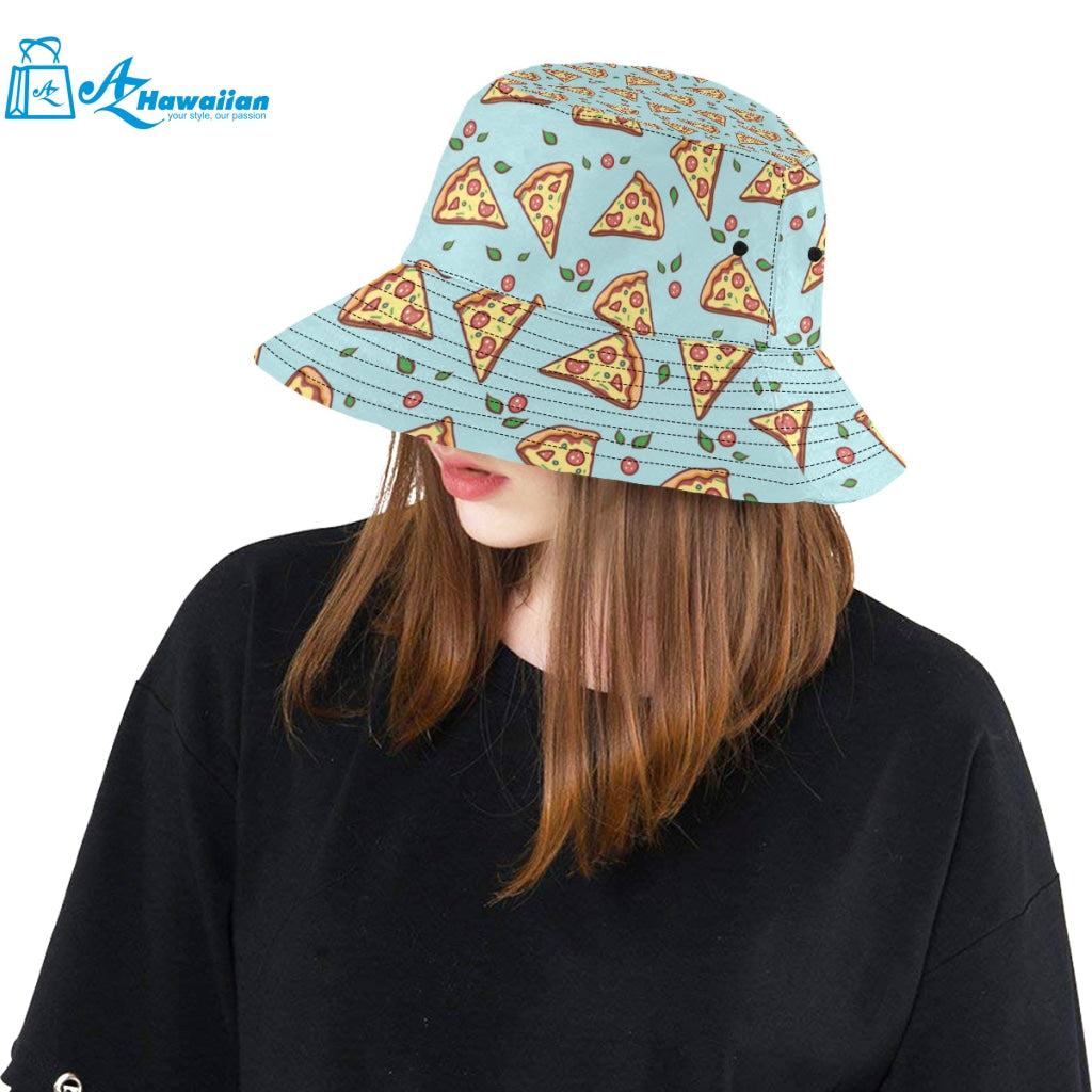 Hand drawn pizza blue background Unisex Bucket Hat