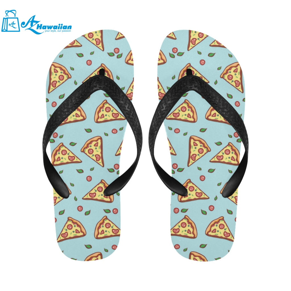 Hand drawn pizza blue background Unisex Flip Flops