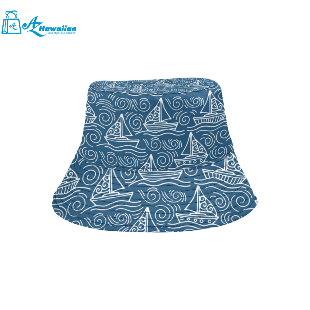 Hand drawn sailboat pattern Unisex Bucket Hat