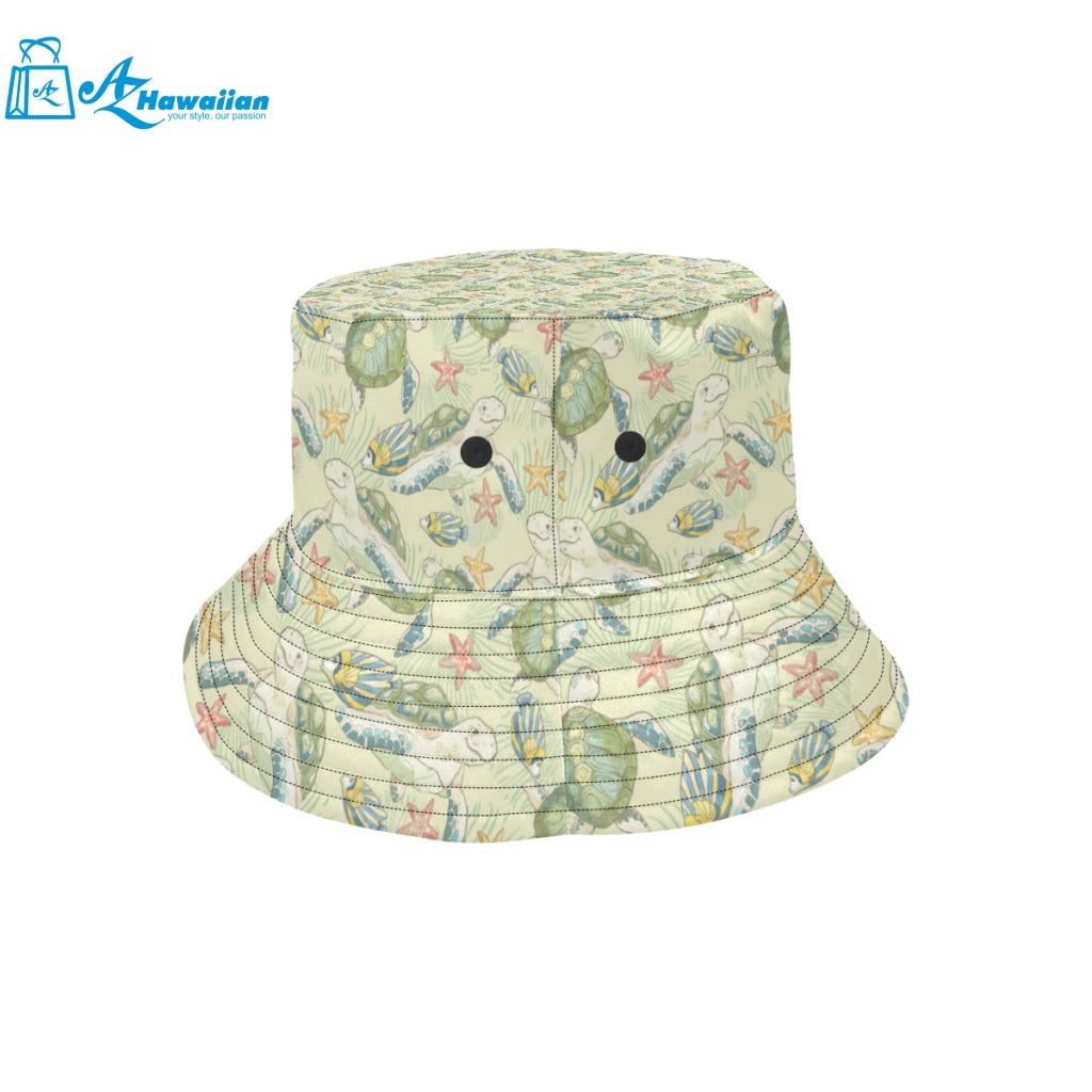 Hand drawn sea turtle fish pattern Unisex Bucket Hat