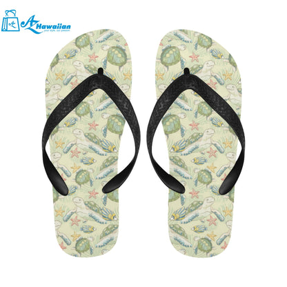 Hand drawn sea turtle fish pattern Unisex Flip Flops