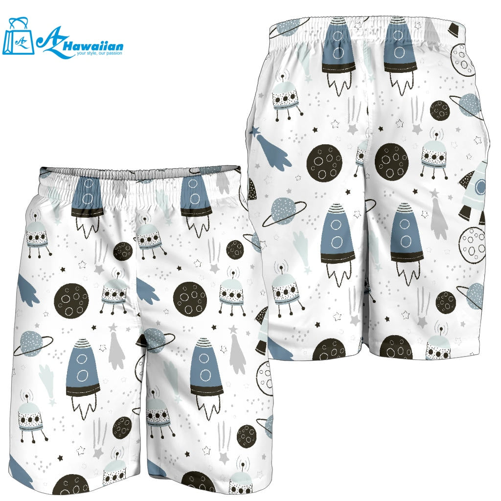 Hand Drawn Space Elements Space Rocket Star Planet Space Probe Men Shorts