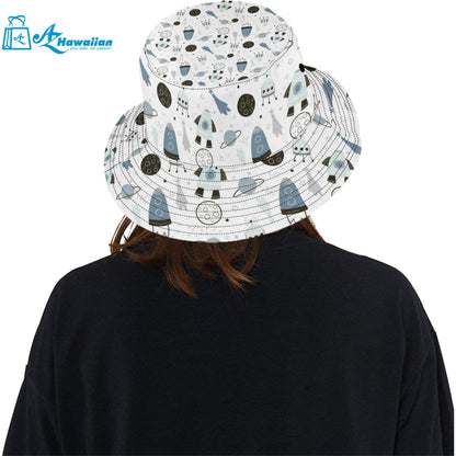 Hand drawn space elements space rocket star planet Unisex Bucket Hat