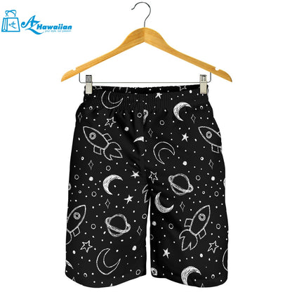 Hand Drawn Space Rocket Star Planet Men Shorts