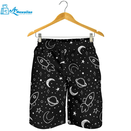 Hand Drawn Space Rocket Star Planet Men Shorts