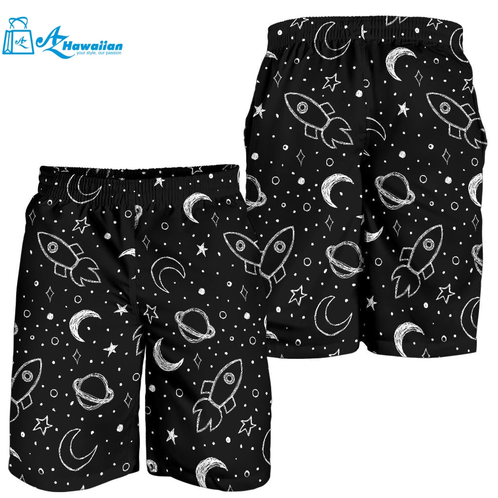 Hand Drawn Space Rocket Star Planet Men Shorts