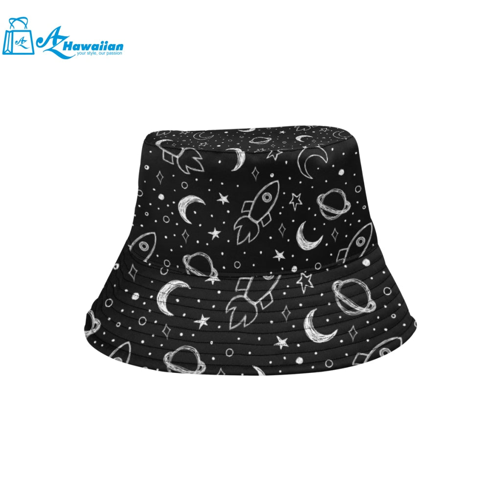 Hand drawn space rocket star planet Unisex Bucket Hat