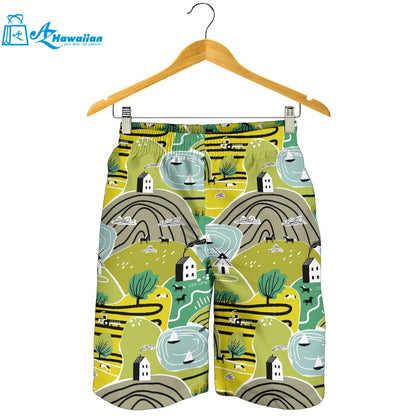 Hand Drawn Windmill Pattern Men Shorts