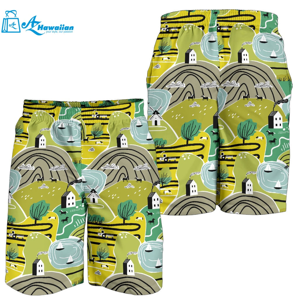 Hand Drawn Windmill Pattern Men Shorts