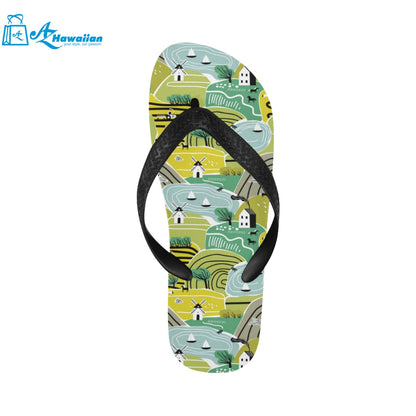 Hand drawn windmill pattern Unisex Flip Flops