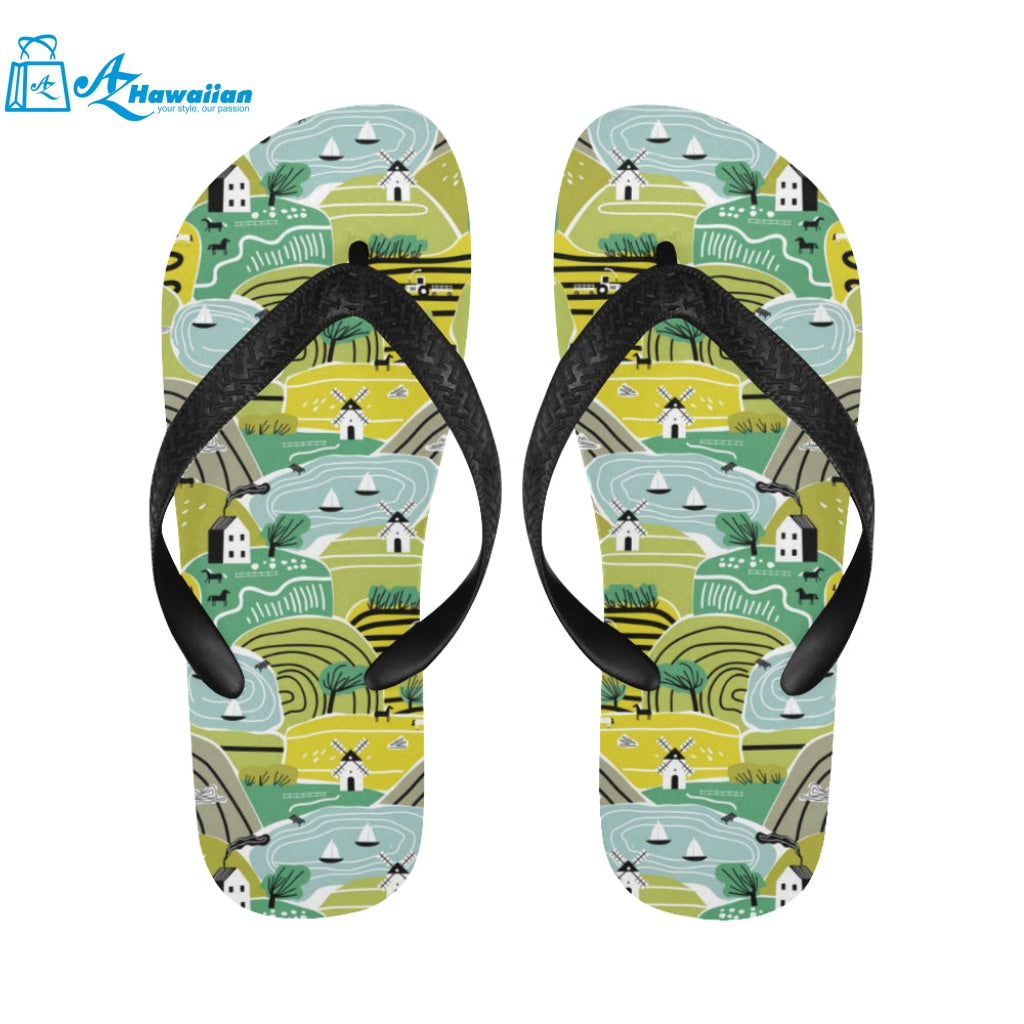 Hand drawn windmill pattern Unisex Flip Flops