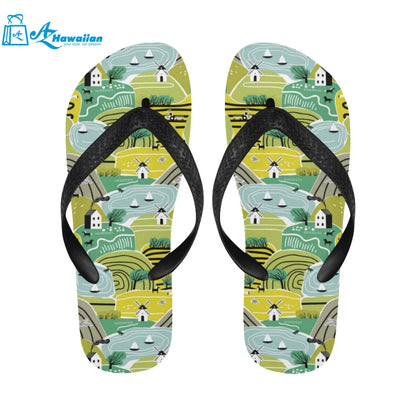 Hand drawn windmill pattern Unisex Flip Flops