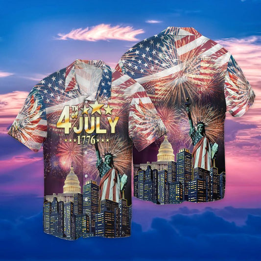 Happy 4th Of July Independence Day American Flag Statue of Liberty For Men And Women Graphic Print Short Sleeve 