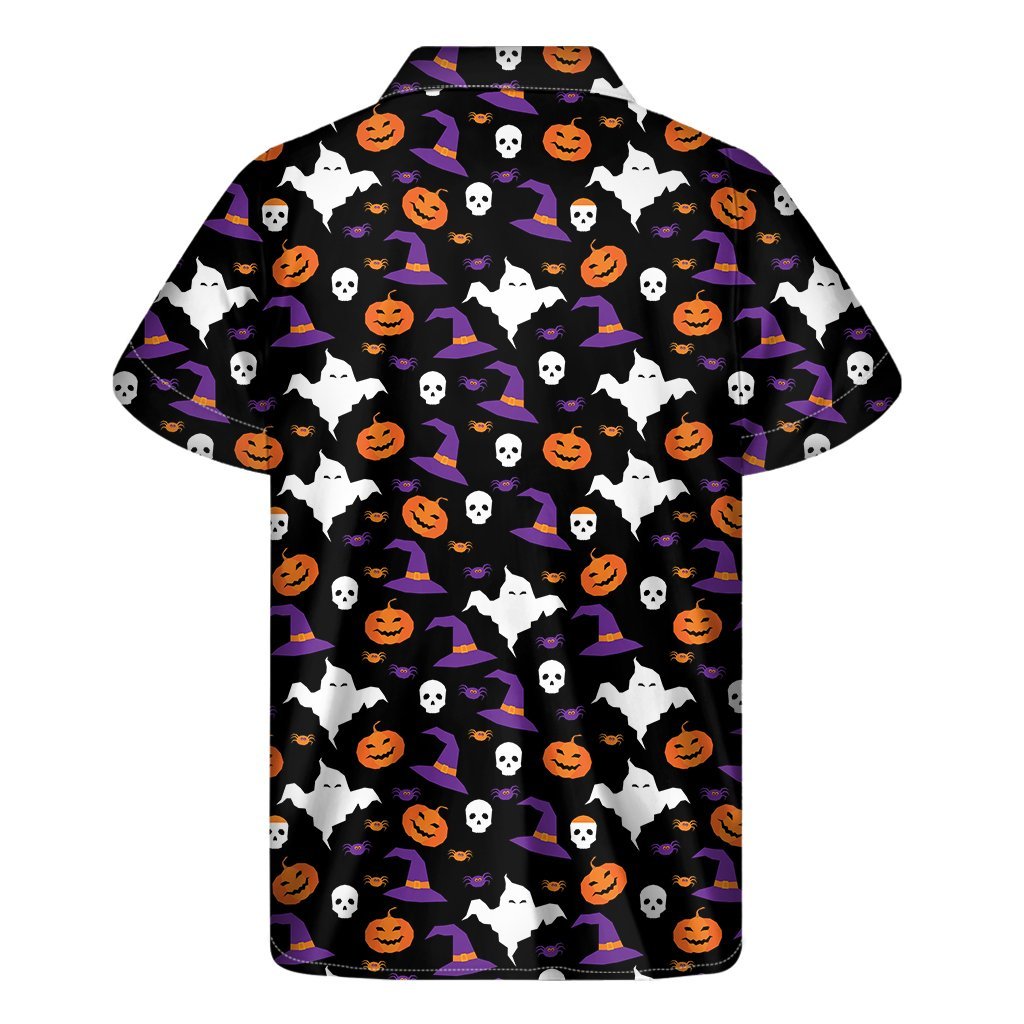 Happy Halloween Ghost Pattern Print Mens Short Sleeve Shirt Hawaiian