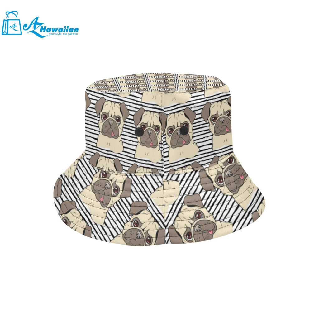 Happy pug pattern Unisex Bucket Hat