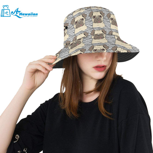 Happy pug pattern Unisex Bucket Hat