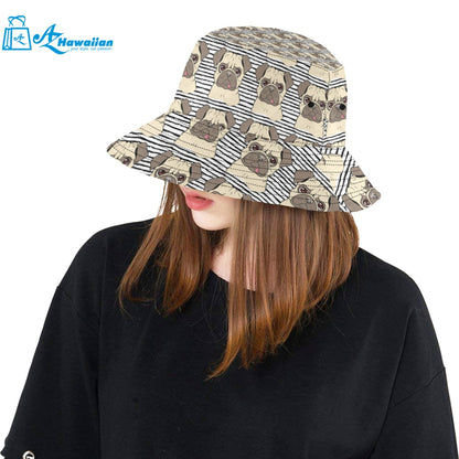 Happy pug pattern Unisex Bucket Hat