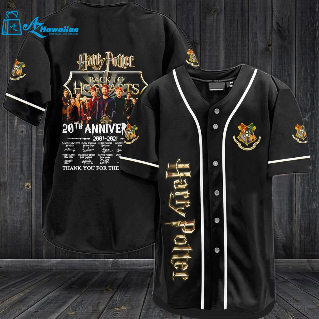 Harry Potter Characters Signature 20th Anniversary Hogwarts All Over Print Unisex Baseball Jersey 