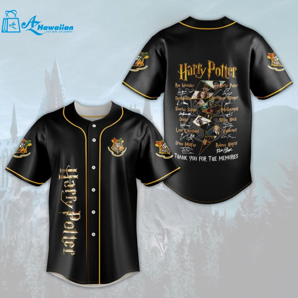 Harry Potter Characters Signature Hogwarts Thank You For The Memories All Over Print 3D Unisex Baseball Jersey 