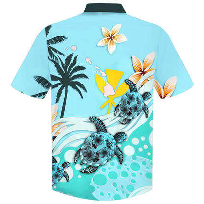 Turtle Hawaiian Shirt Short Blue