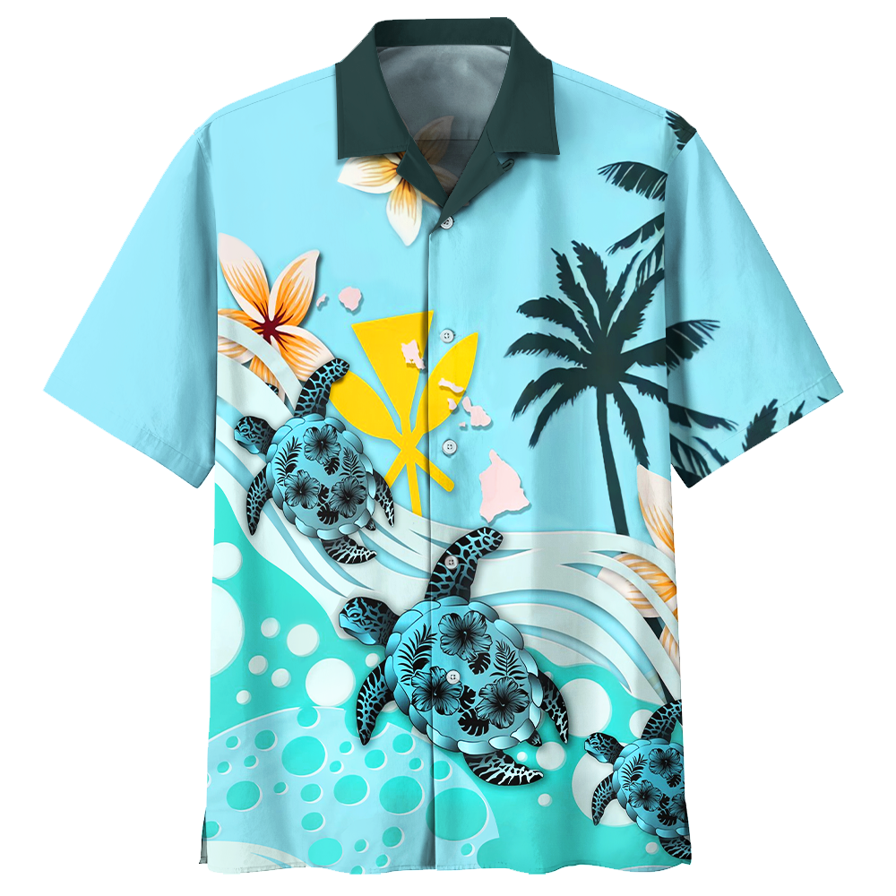 Turtle Hawaiian Shirt Short Blue