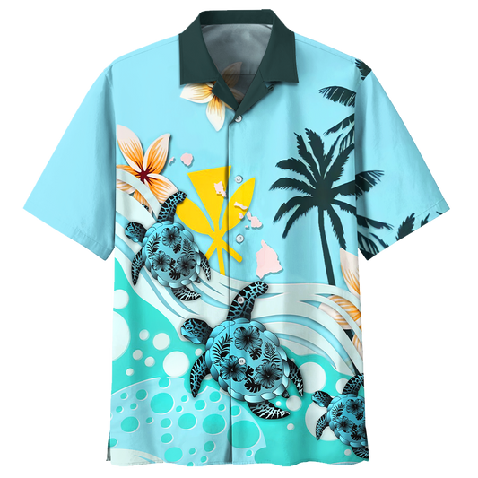 Turtle Hawaiian Shirt Short Blue