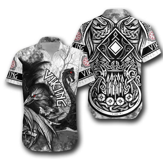 Viking Raven And Drakkar Hawaiian Shirt | For Men & Women | Adult | HW3510