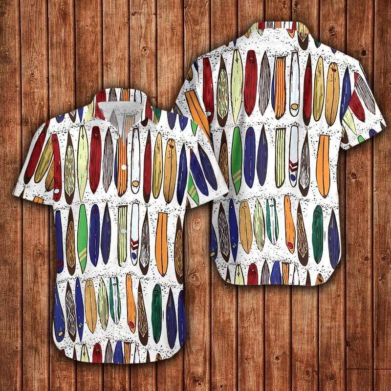 Vintage 80's Hawaiian Surfboard Pattern Surfing Shirt Aloha Beach Surfer #090421L