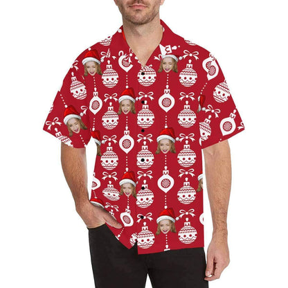 Custom Face Christmas Ball Men's Hawaiian Shirt