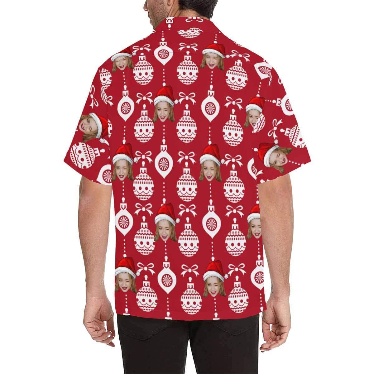 Custom Face Christmas Ball Men's Hawaiian Shirt