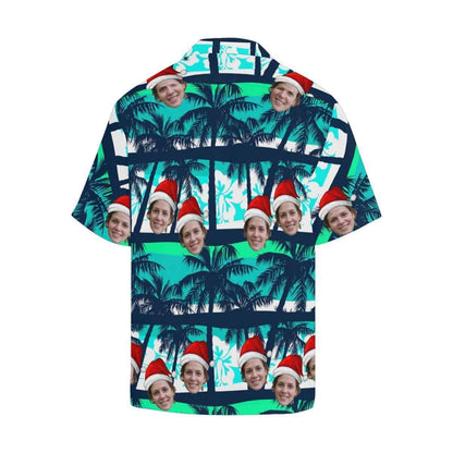 Custom Face Christmas Coconut Tree Men's All Over Print Hawaiian Shirt