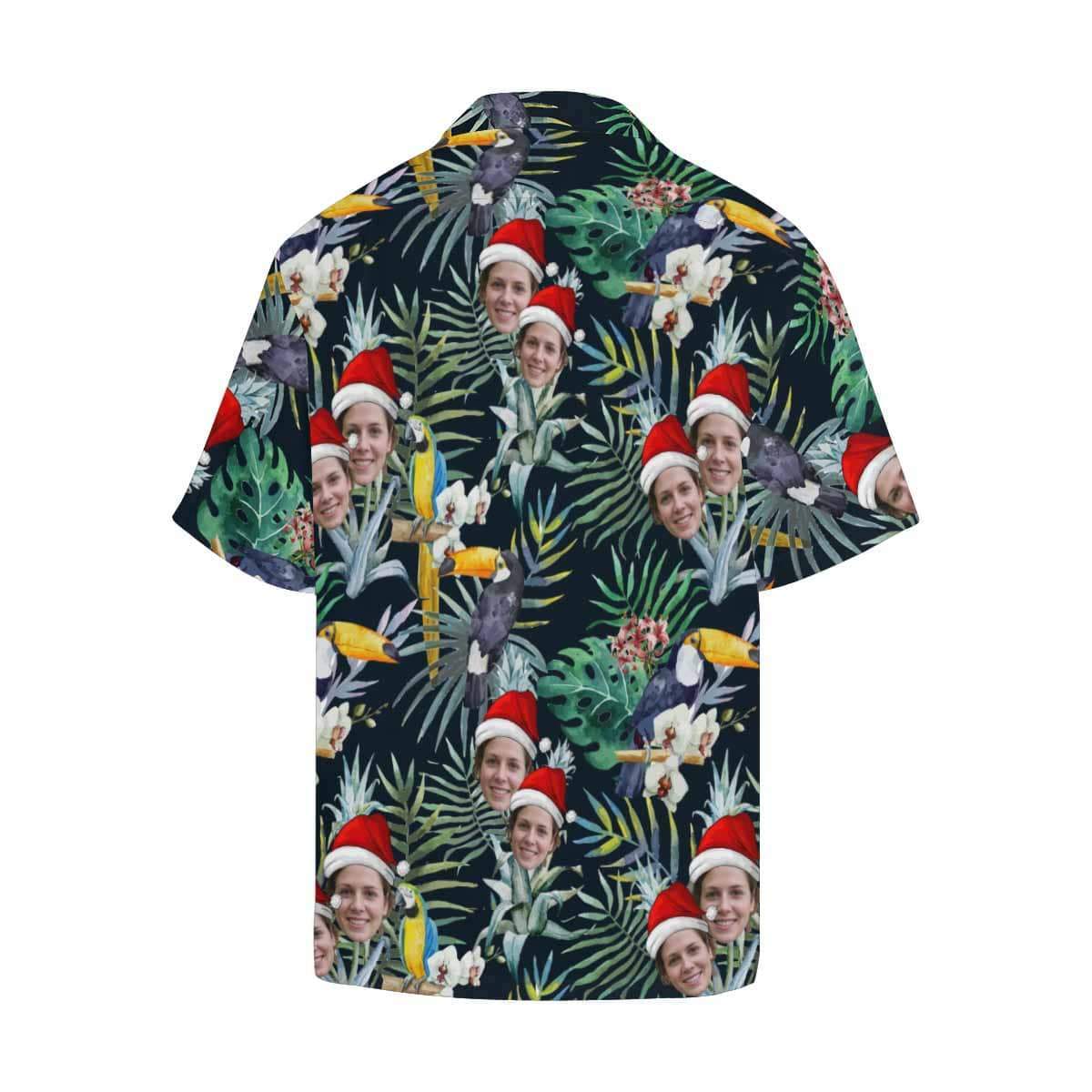 Custom Face Christmas Flower Parrot Men's All Over Print Hawaiian Shirt