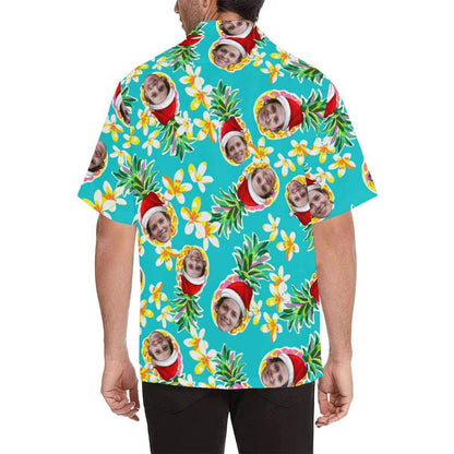 Custom Face Christmas Pineapple Men's All Over Print Hawaiian Shirt