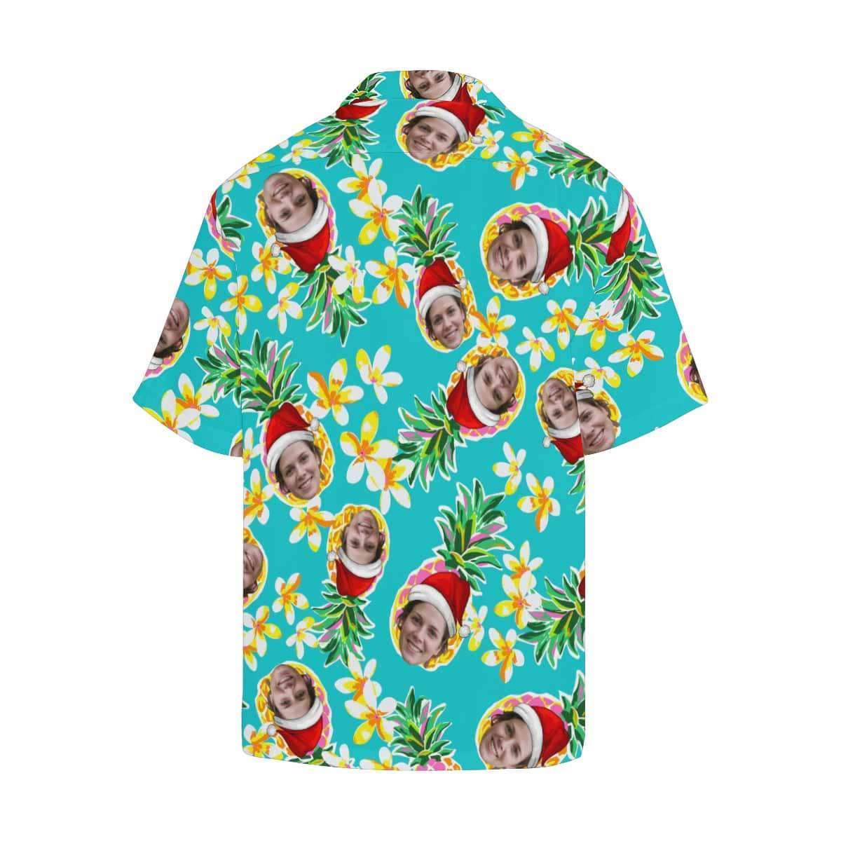 Custom Face Christmas Pineapple Men's All Over Print Hawaiian Shirt