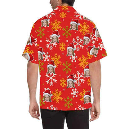 Custom Face Christmas Snowflake Men's Hawaiian Shirt