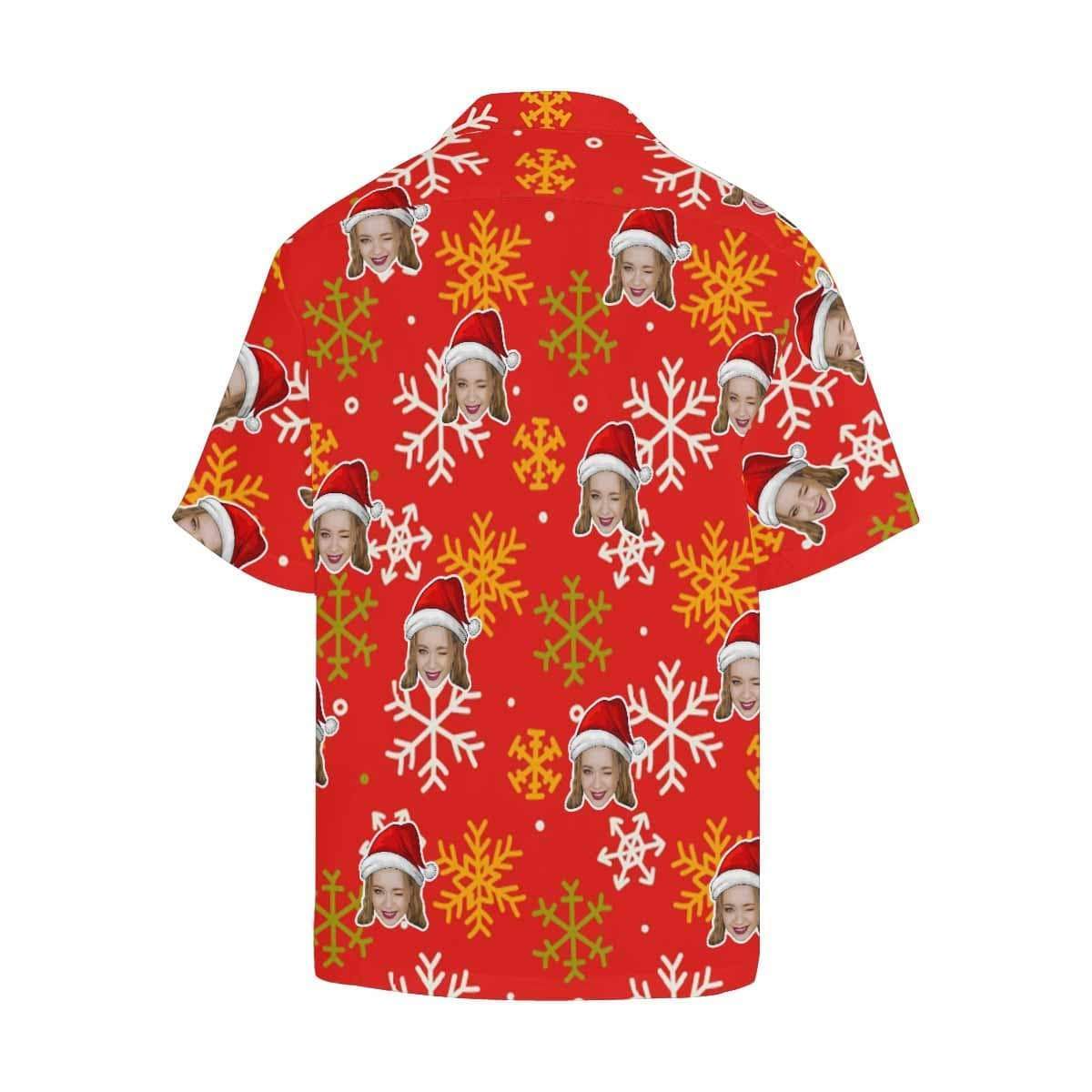 Custom Face Christmas Snowflake Men's Hawaiian Shirt